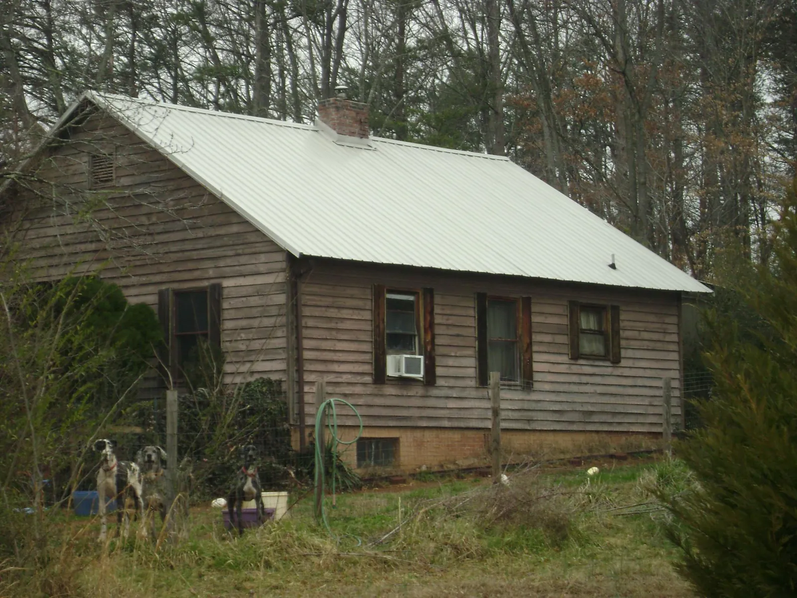 White metal roof on an old wood sided farmhouse, from a Metal Roof Installation job in Ridgeway